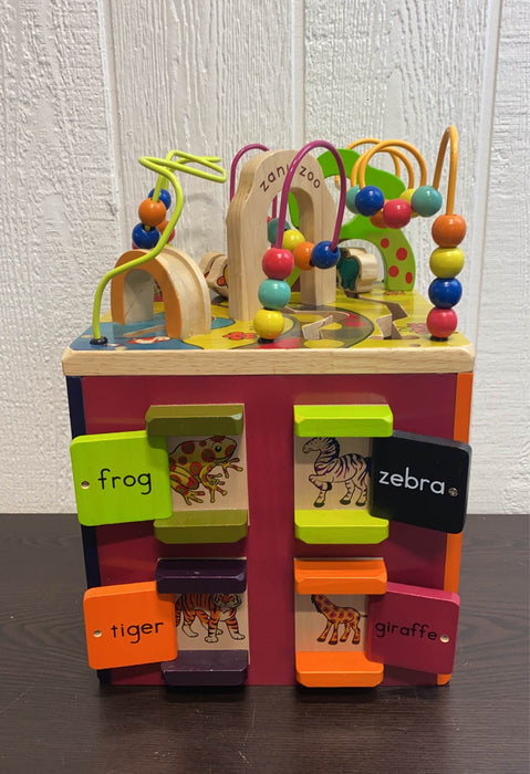 used B. toys Zany Zoo Wooden Activity Cube