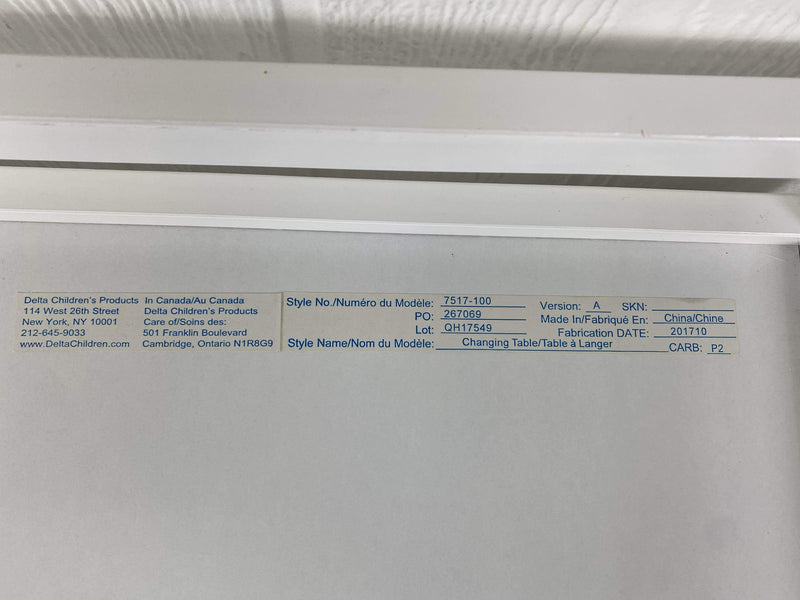 Delta Children Harbor Changing Table, White