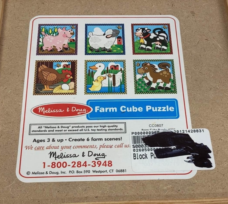 secondhand Melissa & Doug Cube Puzzle, Farm