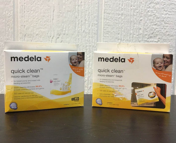  Medela Quick Clean MicroSteam Bags, Sterilizing Bags for  Bottles Breast Pump Parts Eliminates 99.9 of Common Bacteria Germs  Disinfects Most Breastpump Accessories, Yellow, 12 Pack : Baby