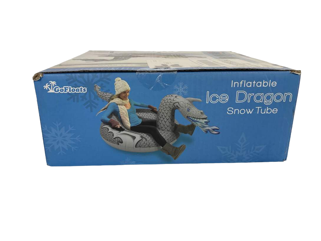 GoFloats Inflatable Winter Snow Tube Sled, Ice Dragon