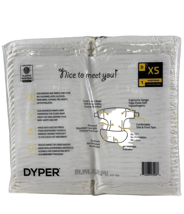 Shop DYPER Bamboo Diapers, Single Sleeve, XS, 66 Count at GoodBuy Gear