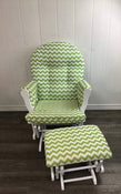 used Angel Line Windsor Glider And Ottoman, Green Chevron 