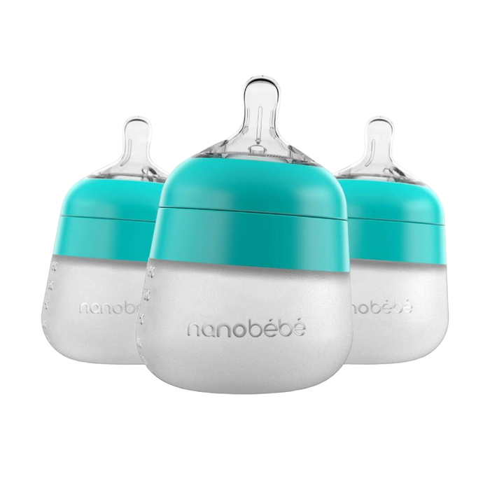 Shop Nanobébé Flexy Silicone Baby Bottles, 9oz, 3-Pack, Teal at GoodBuy Gear