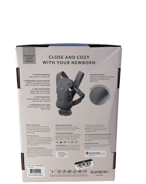 Shop BabyBjorn Baby Carrier Mini, Gray Beige 3D Mesh at GoodBuy Gear