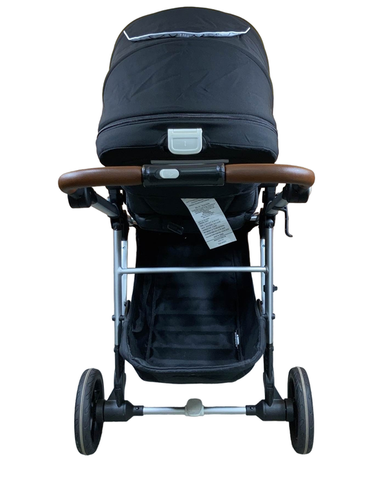 Mockingbird Single Stroller, 2023, Black, Windowpane, Silver With Penny Leather