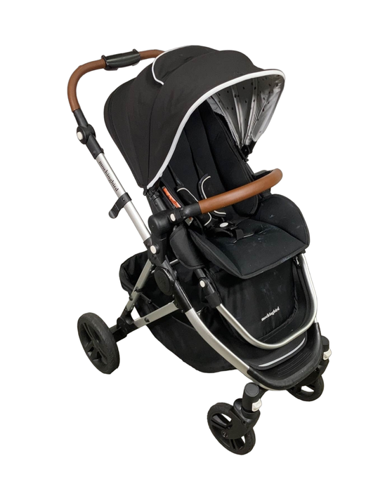 used Mockingbird Single to Double Stroller, 2021, Silver with Black Leather, Watercolor Drops, Black 