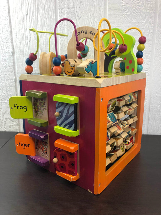 used B. Toys Zany Zoo Wooden Activity Cube