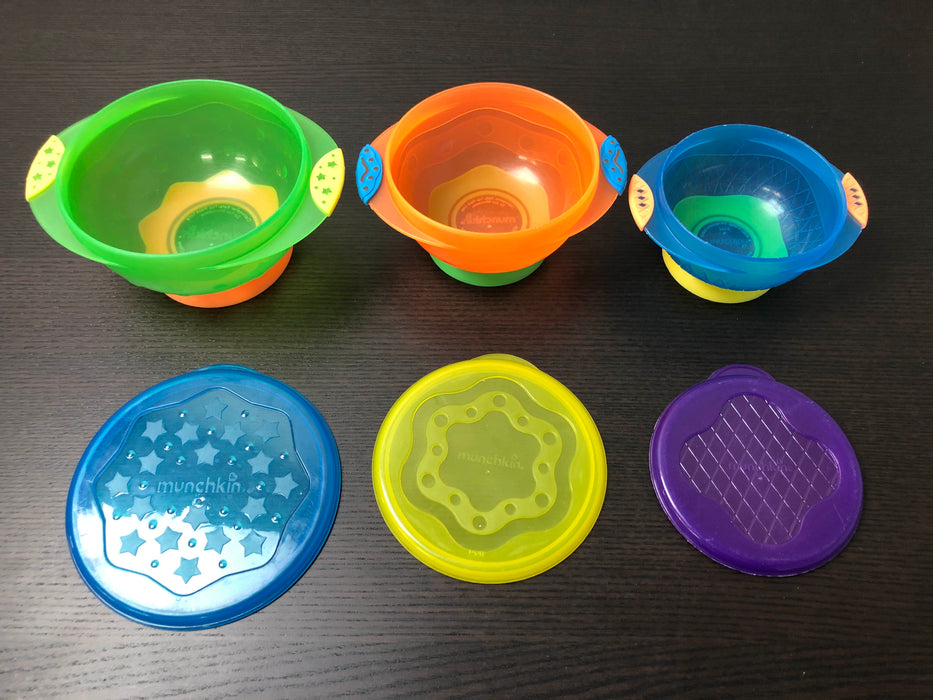 used Munchkin Stay-Put Suction Bowls 3 Pack