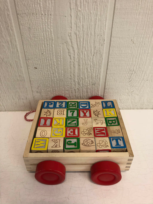 used Melissa & Doug Classic ABC Block Cart Wood Toy