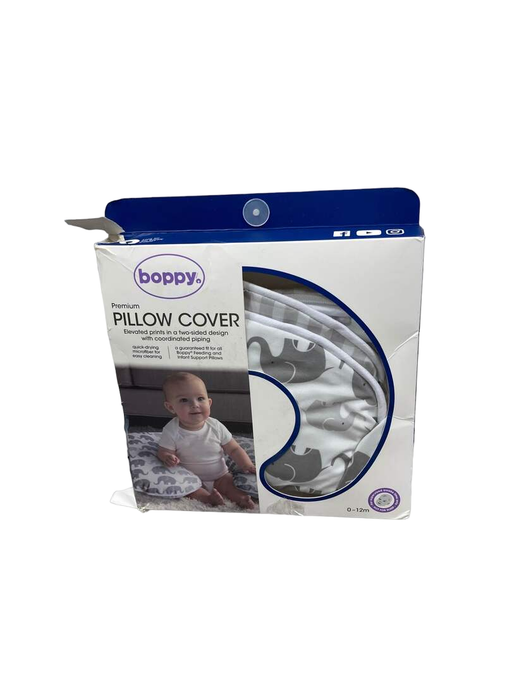 used Boppy Premium Nursing and Infant Support Pillow Slipcover, Grey Elephants Plaid