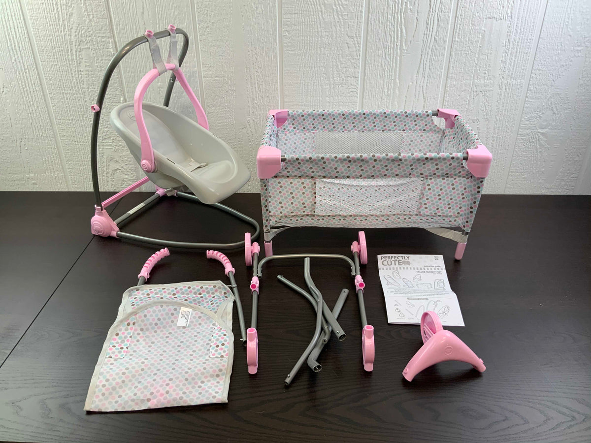 perfectly cute double jogger doll stroller Perfectly Cute Deluxe Nursery 4pc Set