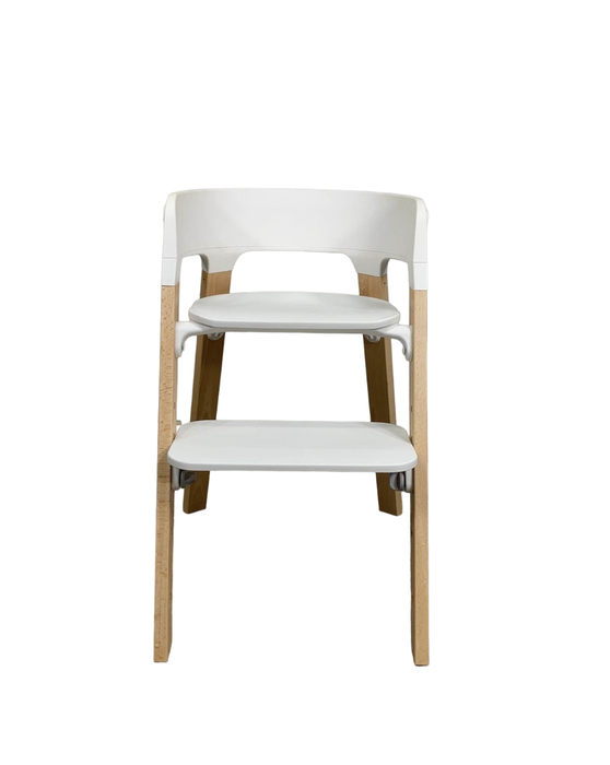 used Stokke Steps High Chair, White Seat Natural Legs