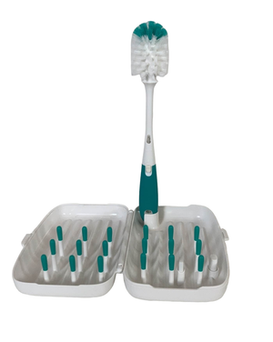 OXO Tot On-The-Go Drying Rack & Bottle Brush With Bristled Cleaner, Teal 