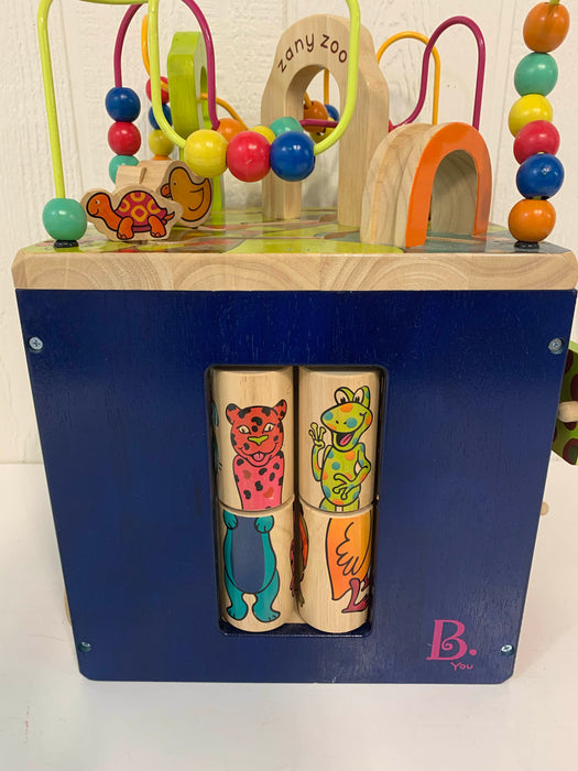 used B. Toys Zany Zoo Wooden Activity Cube