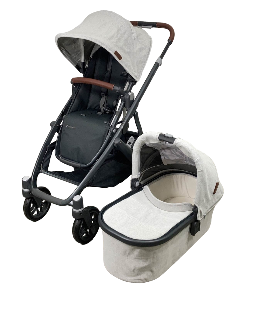 uppababy vista white stroller UPPAbaby VISTA V2 Stroller, 2022, Anthony (White & Grey Chenille)