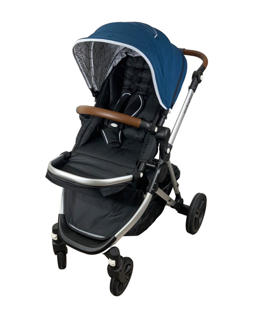 secondhand Mockingbird Single Stroller, 2023, Sea, Windowpane, Silver With Penny Leather