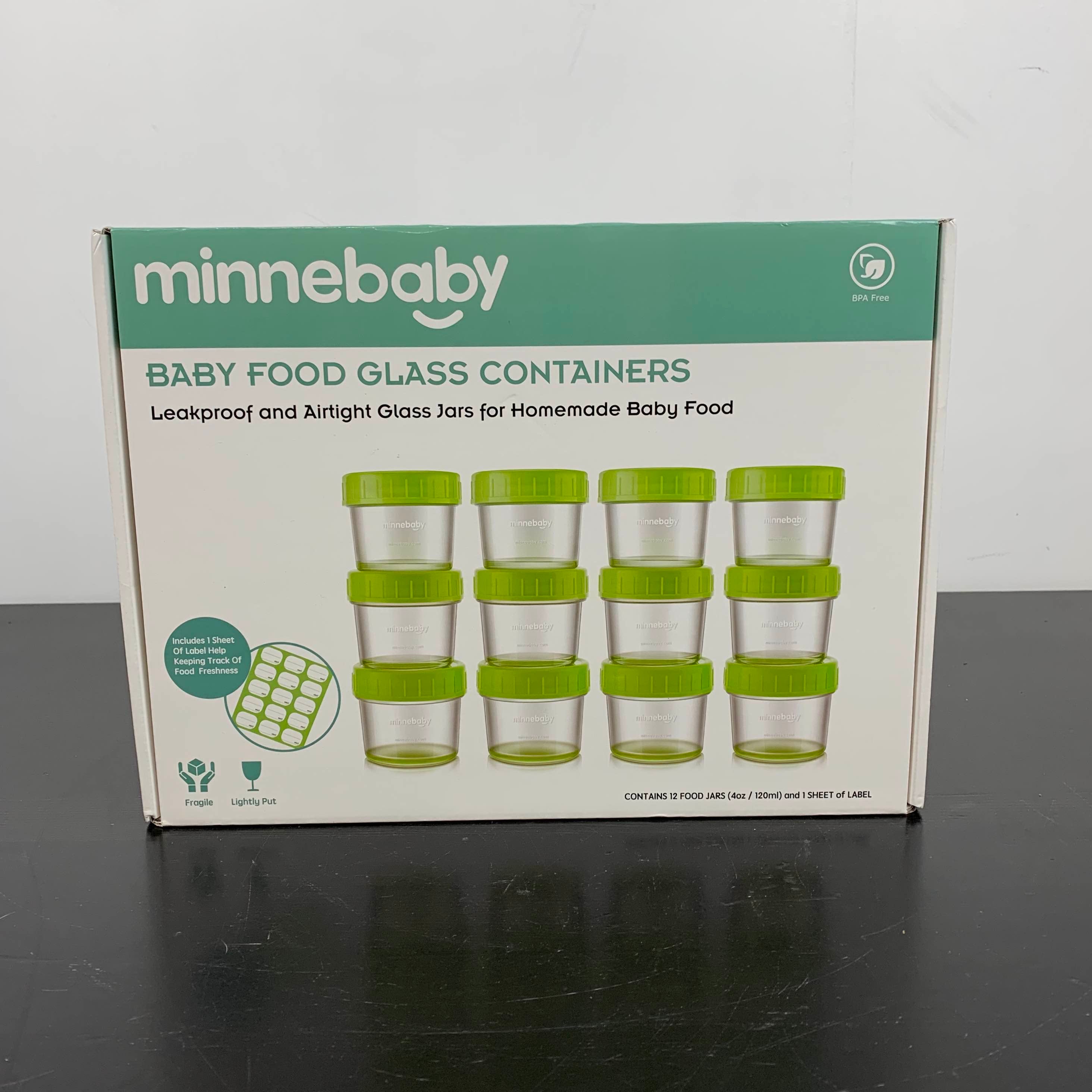 Lot 6 Minnebaby Glass Food Storage Jars Home Made Baby Food