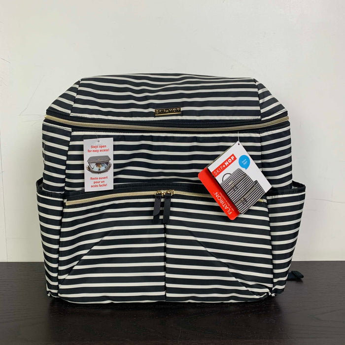 secondhand Skip Hop Flatiron Diaper Bag, Black & White Stripe