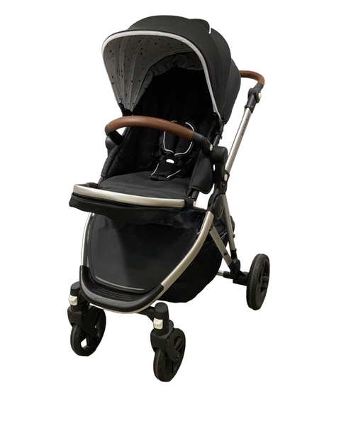 secondhand Mockingbird Single Stroller, 2023, Black, Watercolor Drops, Silver With Penny Leather