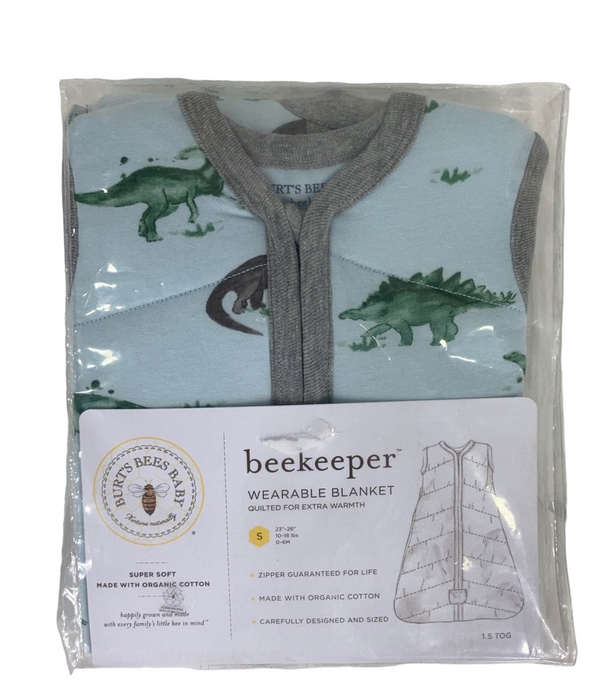 used Burt's Bees Baby Beekeeper Wearable Blanket, Small, 1.5 TOG (Medium Weight), Green Dinosaurs