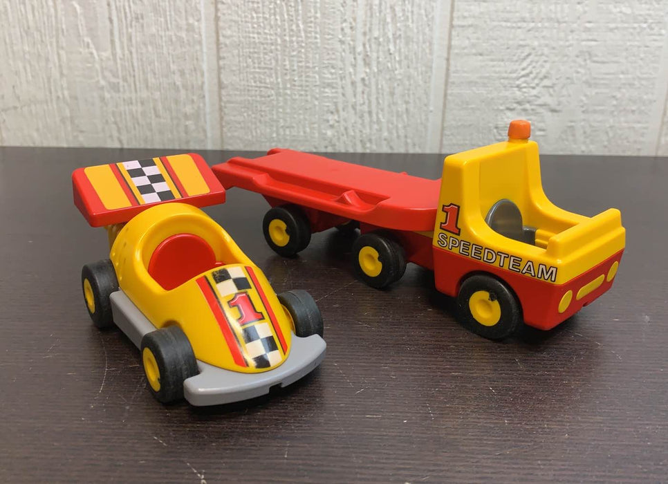 secondhand Playmobil Speedteam Race Car & Transporter Truck