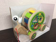 secondhand Hape Walk-A-Long Snail Toddler Wooden Pull Toy