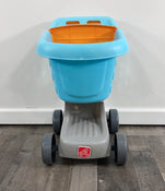 used Step2 Little Helper’s Cart & Shopping Set, - light blue  dark grey wheels