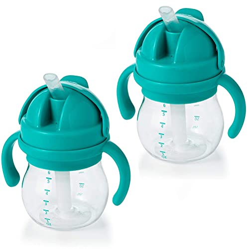 used OXO Tot Transitions Straw Cups with Handles Set, Teal