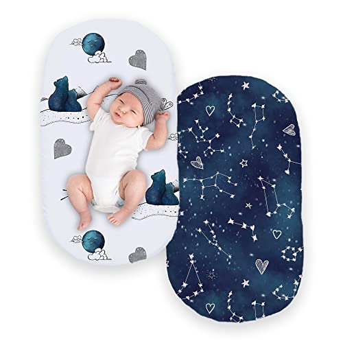 Shop JumpOff Jo 2 Pack Fitted Bassinet Sheets, Blue Galaxy Bears at GoodBuy Gear