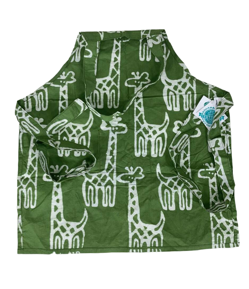 secondhand Global Mamas Kids Apron, Giraffes Olive