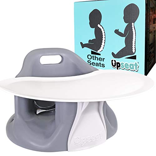 Shop Upseat Baby Floor Chair and Booster Seat with Tray, Grey at GoodBuy Gear