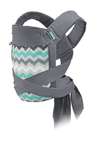 used Infantino Sash Wrap Carrier, Grey w/ blue & white pattern