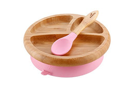 Shop Avanchy Bamboo Suction Baby Plate and Spoon, Pink at GoodBuy Gear