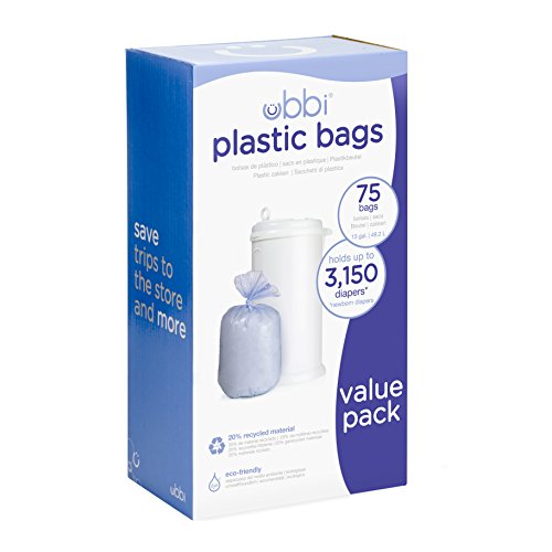 used Ubbi Plastic Diaper Pail Bags, - 75 count