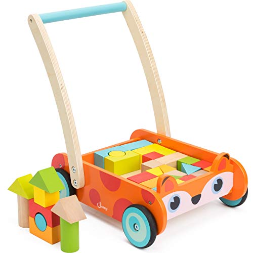 used Cossy Fox Blocks and Roll Cart Push Toy