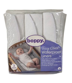  Boppy Changing Pad Liners, Pack of 3, White, Soft Terrycloth  with Waterproof Backing Makes Wiggly Diaper Changes Easier and Comfy, For  Quicker Cleanup of Changing Pads, Machine Washable and Dryable 