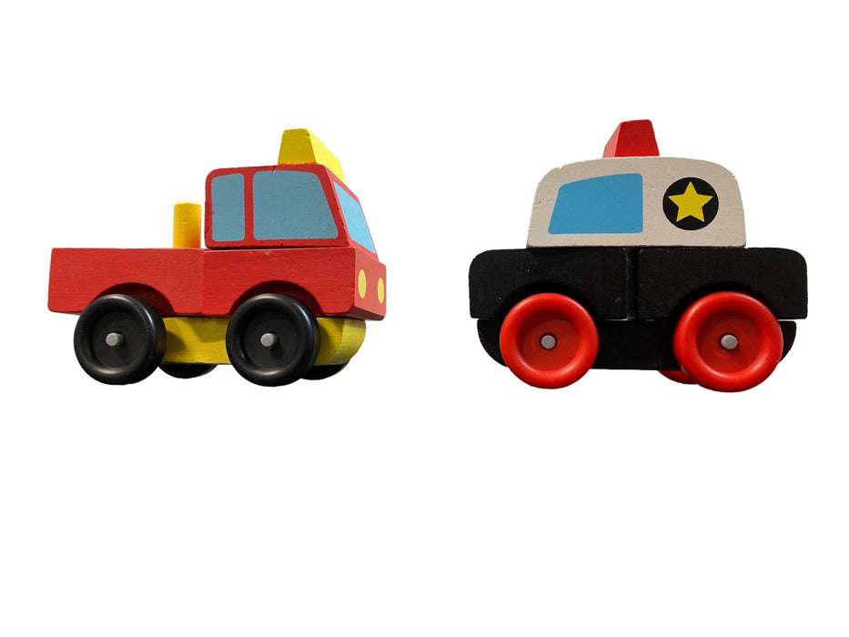 secondhand Melissa & Doug Stacking Emergency Vehicles