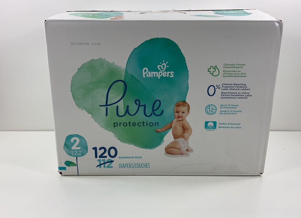 used Pampers Pure Protection Diapers Size 2, 120 Count