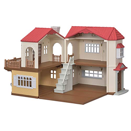 used Calico Critters Red Roof Country Home, With Caravan