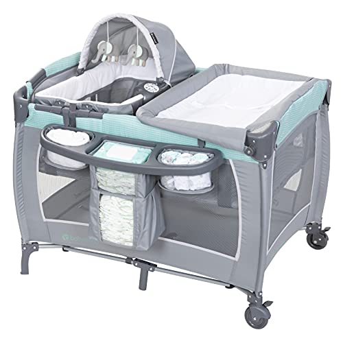 baby trend pack n play with changing station Baby Trend Lil' Deluxe Snooze III, Cozy Mint