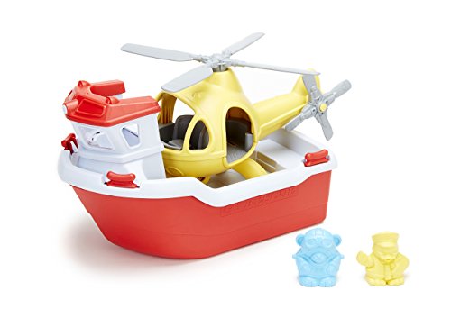 used Green Toys Rescue Boat with Helicopter