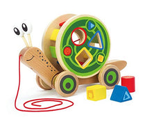 used Hape Walk-A-Long Snail Toddler Wooden Pull Toy