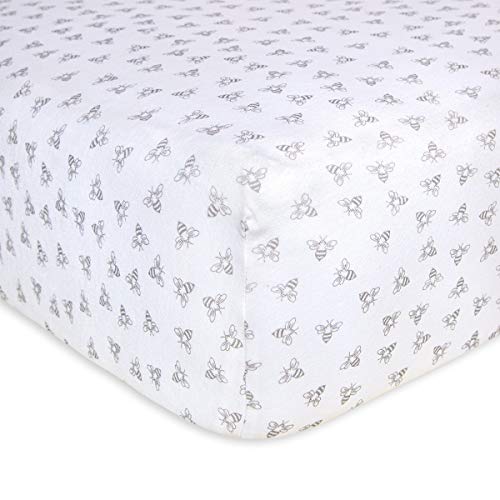 Shop Burt's Bees Baby Organic Cotton Jersey Fitted Crib Sheet, Sky Blue Bees at GoodBuy Gear