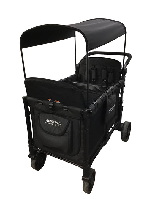 used Wonderfold W4 Elite Stroller Wagon, Volcanic Black, 2022, With Double Sided Snack & Activity Tray