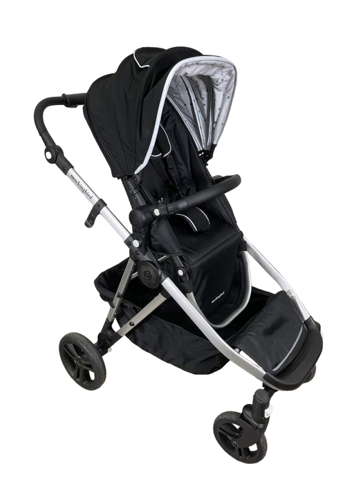 used Mockingbird Single to Double Stroller, 2022, Silver with Black Leather, Watercolor Drops, Black