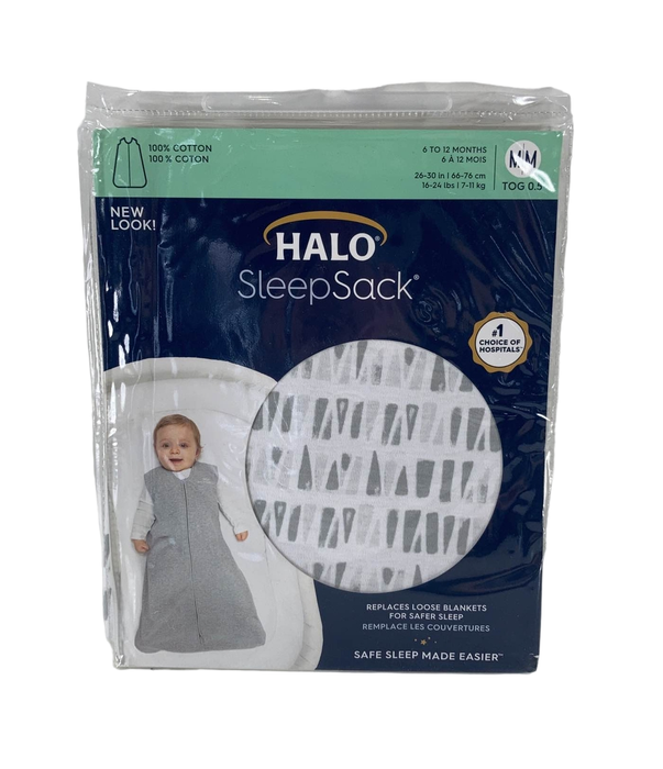 used Halo Cotton Sleepsack, M, Gray Squares & Triangles