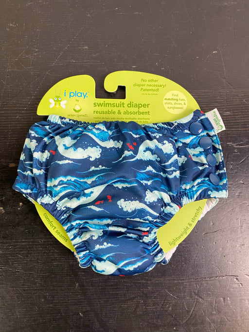 used iPlay Reusable Swim Diaper, 6 Months, Navy Tidal Waves