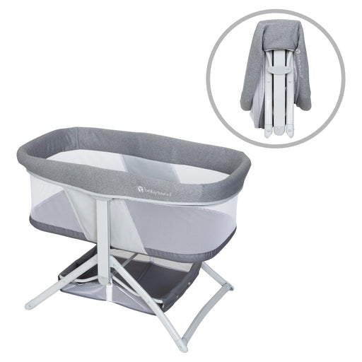 used Baby Trend Quick-Fold 2-in-1 Rocking Bassinet, Stone Grey