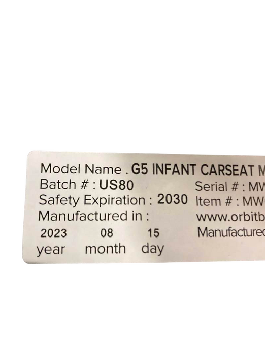 used Orbit Baby G5 Infant Car Seat Without Base